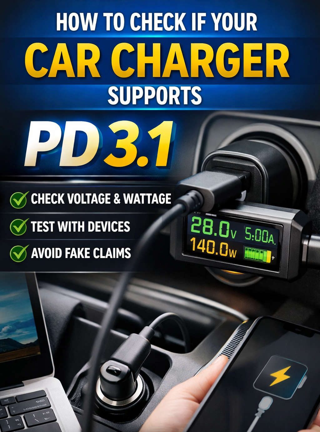 How to Check If a Car Charger Supports PD 3.1 (Complete Buyer & Testing Guide)